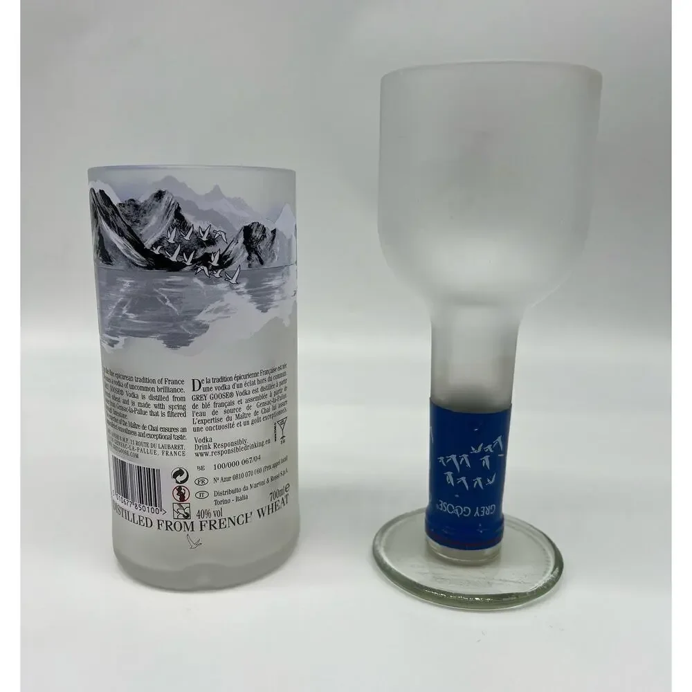 Grey Goose Vodka Bottle Upcycled Glass handmade and drinking glass